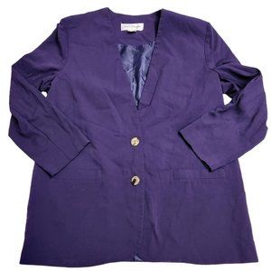Norton McNaughton Blazer Woman's Size 14 Purple Long Sleeve Front Pockets